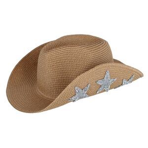 David & Young Women's Straw Cowboy Hat with Silver Star Underbrim